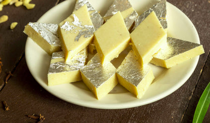 Ganesha Sweets Kaju Barfee is made with whole milk, pure cane C&H Sugar, Ghee and Premium whole cashews. Great for every occassion. #Sharethemithai 